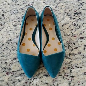 Boden Emerald Green Suede Asymmetrical Flats